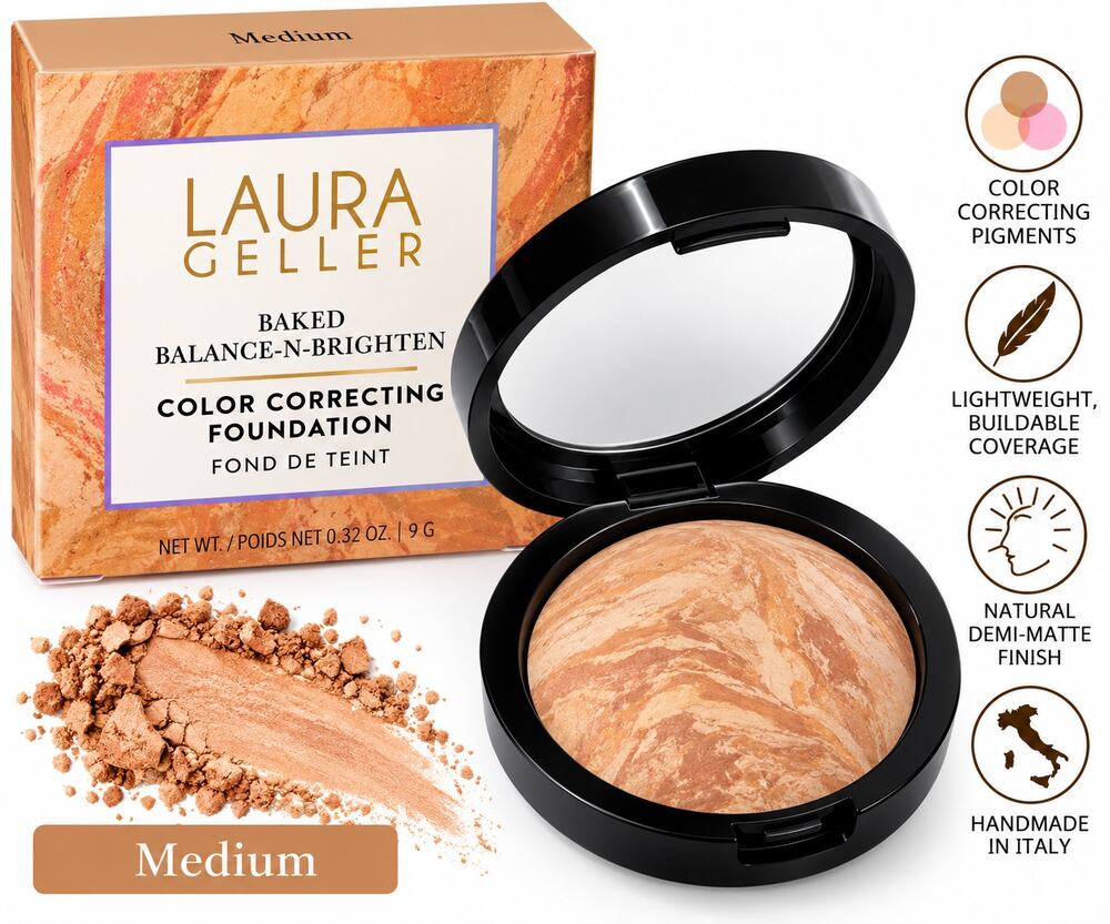 Laura Geller Baked Balance-N-Brighten Foundation Medium 0.32 oz New